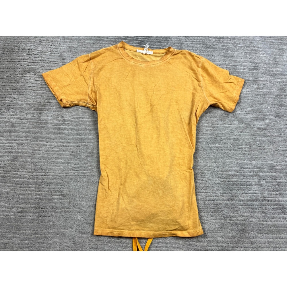 Gilded Intent T-Shirt Womens XS Yellow Lace-Up Corset Back Mineral Wash GIM5068I